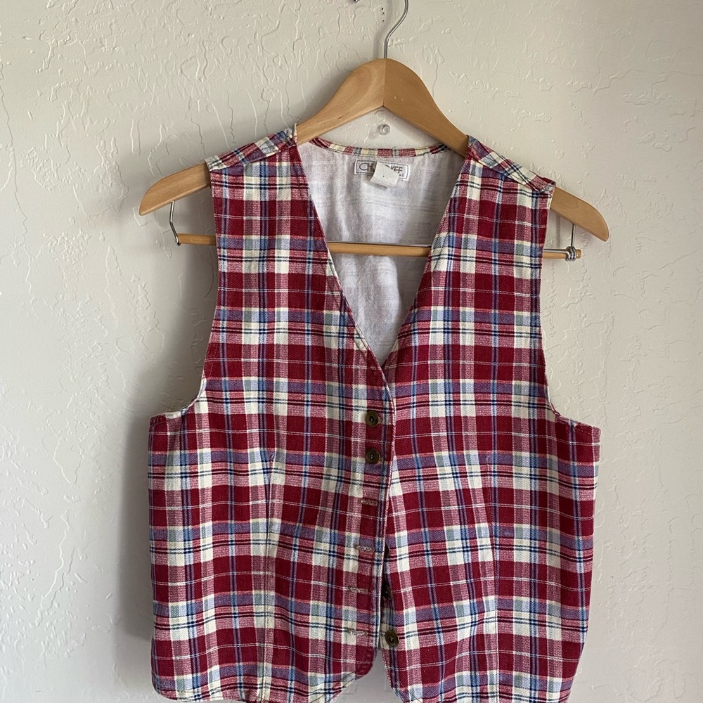 Vintage Cherokee Red Plaid Button-Up Vest